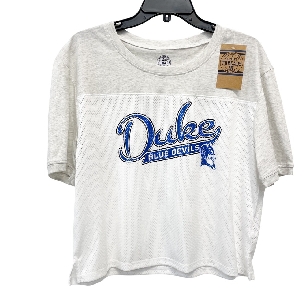 Rivalry Threads Women's White Duke Blue Devils Mesh Crop Top Size Medium